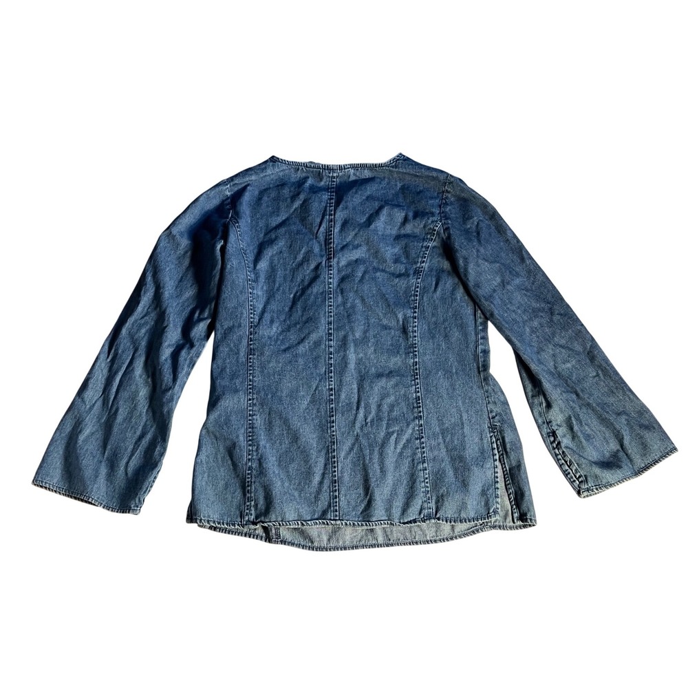 Faded Glory Womens Denim Embroidered Tunic Blouse Boho Lace Up Blue Size Medium - Picture 5 of 7